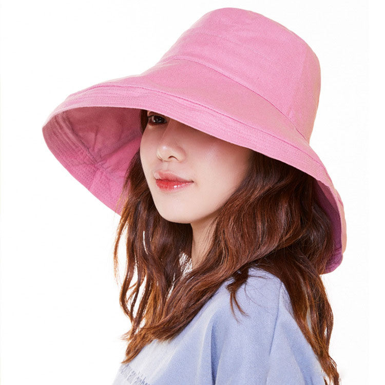 Women's Double-Sided Summer Fisherman Hat with Large Brim Korean Foldable Sun Protection Bucket Hat for Spring & Autumn