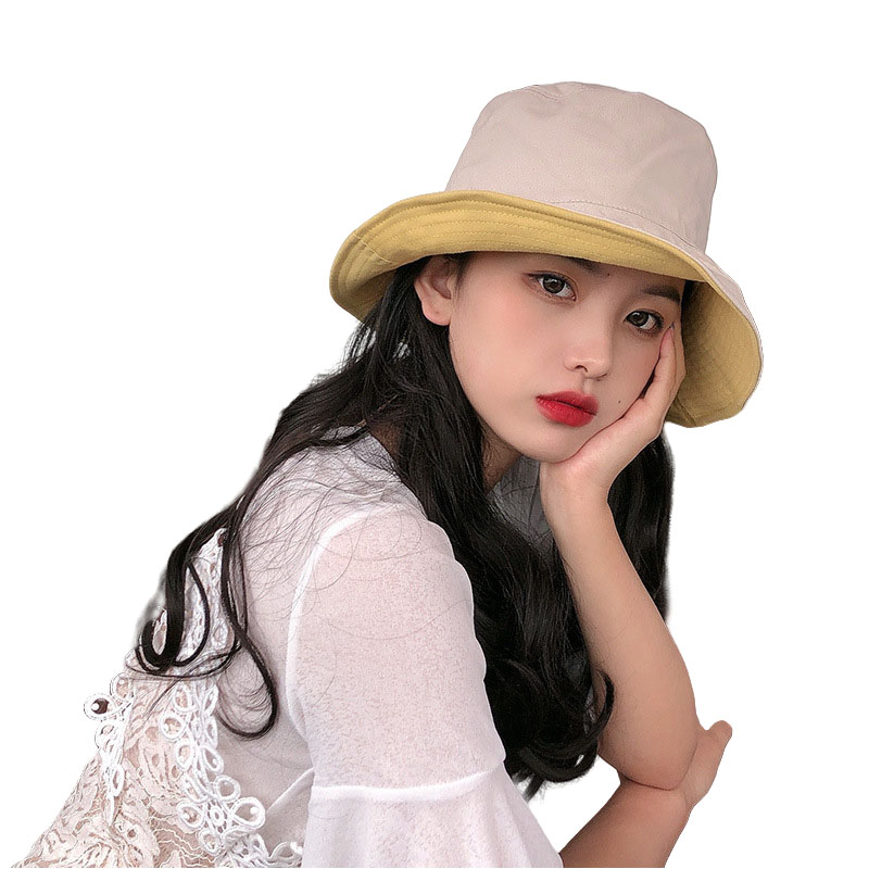 Women's Double-Sided Fisherman Hat Summer Korean Version All-Match Japanese Style Sun Protection Face Cover INS Style Bucket Hat