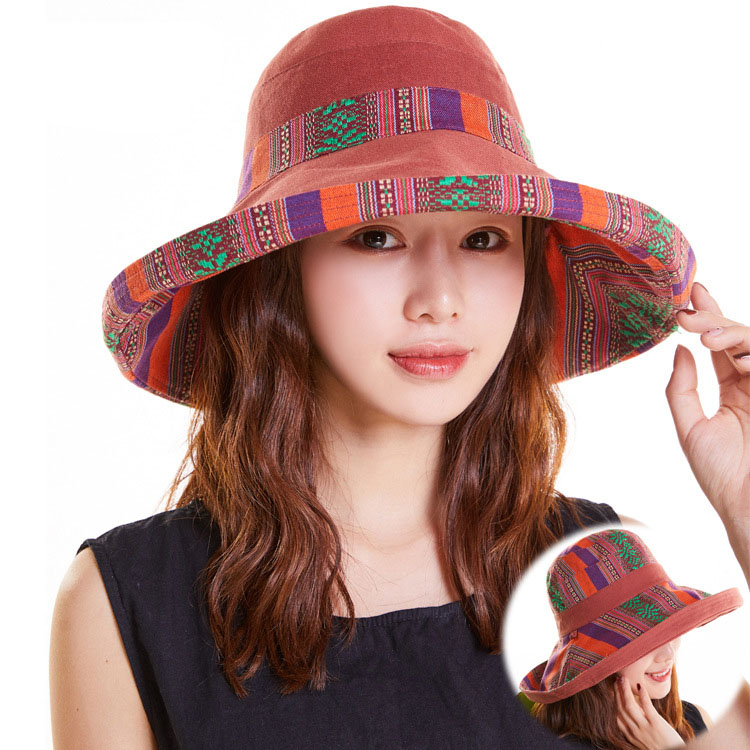 New Korean-Style All-Match Bucket Hat for Women Women's Fisherman Hat Leisure Travel Sun Hat Large Brim National Style Basin Hat