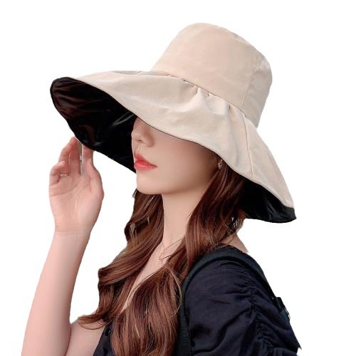 Summer New Black Plastic Foldable Shaping Sun Hat with Large Brim Fisherman Hat for Women for Outdoor Travel