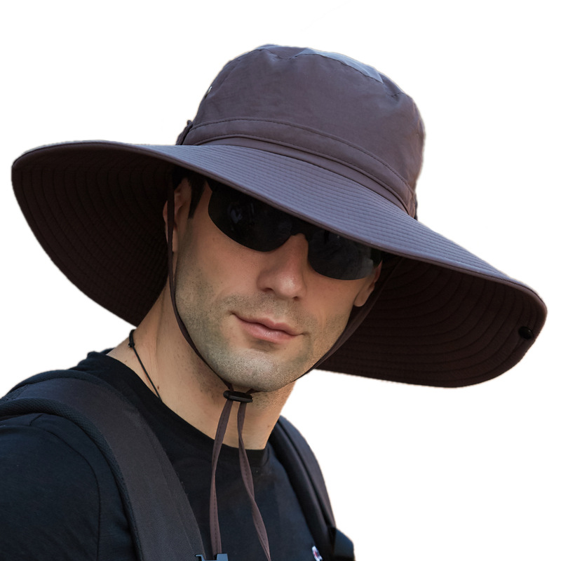 European American Summer Bucket Hats for Men Large Brim Outdoor Fisherman Sun Hats for Mountaineering