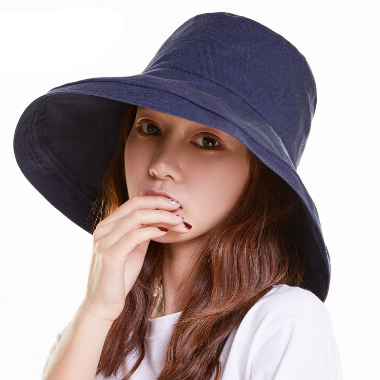 Women's Summer Korean Style All-Match Travel Bucket Hat Large Brim Japanese Fisherman Hat for Sun Protection Autumn Cover Face