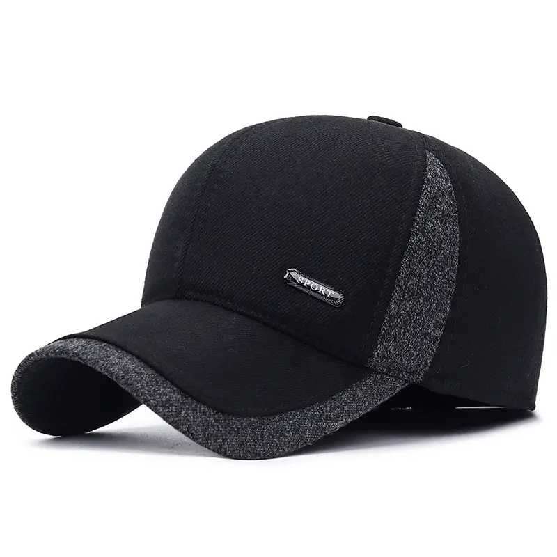 Men's Winter Baseball Cap 100% Cotton Thickened Hat for Cold-Proof and Warm Ear Protection New Arrival
