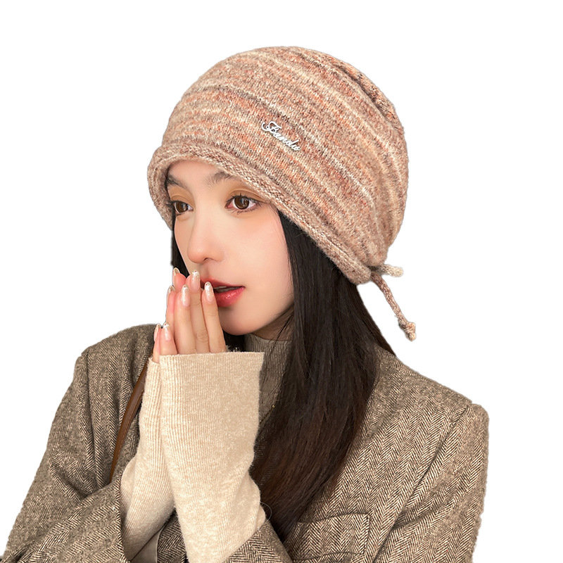 Women's autumn and winter outdoor warm wool hat outdoor trendy cool street look small pile hat net celebrity pullover hat