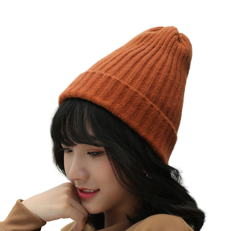 New style hat for women autumn and winter all-match cross-border knitted hat for women solid color warm pullover foreign trade wool hat
