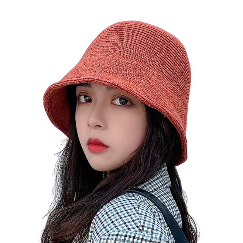 Autumn and winter new fashion women's wool knitted fisherman hat solid color simple outdoor warm fashion bucket hat