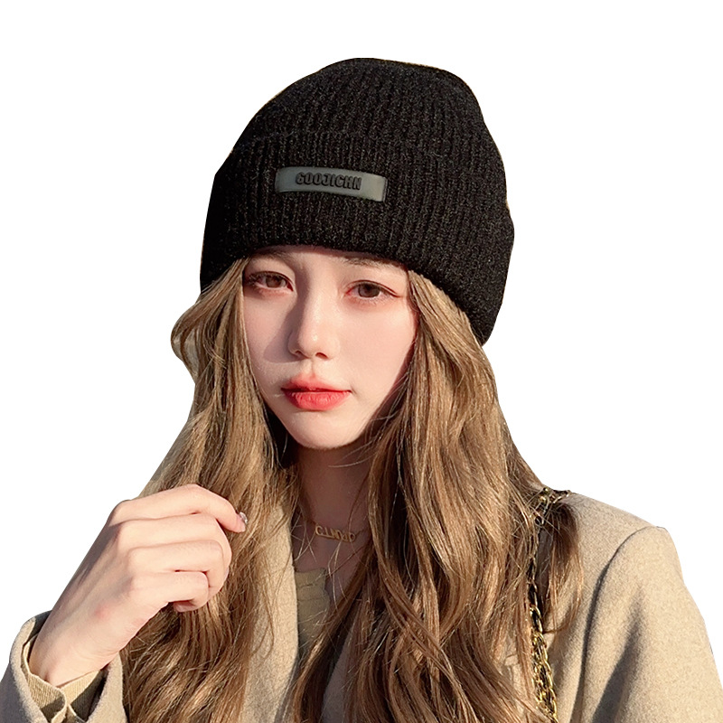 Same style knitted hat for men winter fashionable all-match wool hat cross-border autumn and winter warm melon skin cold hat for women
