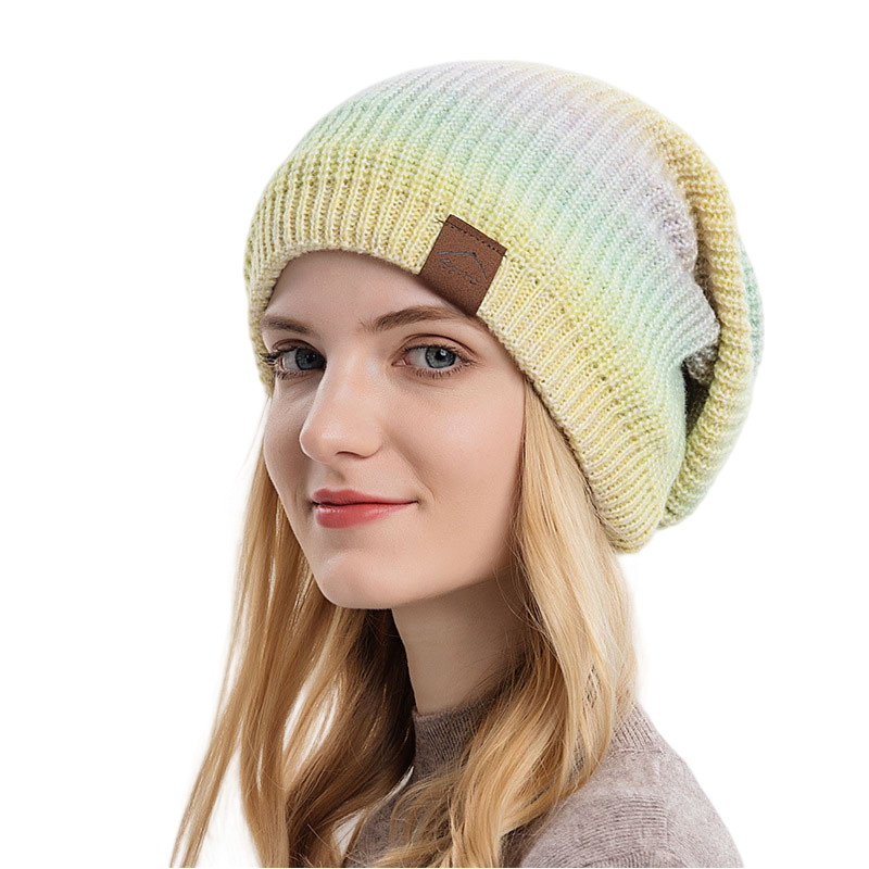 New autumn and winter knitted hats cross-border European and American trend gradient tie-dye warm hats rainbow fashion wool hats for women