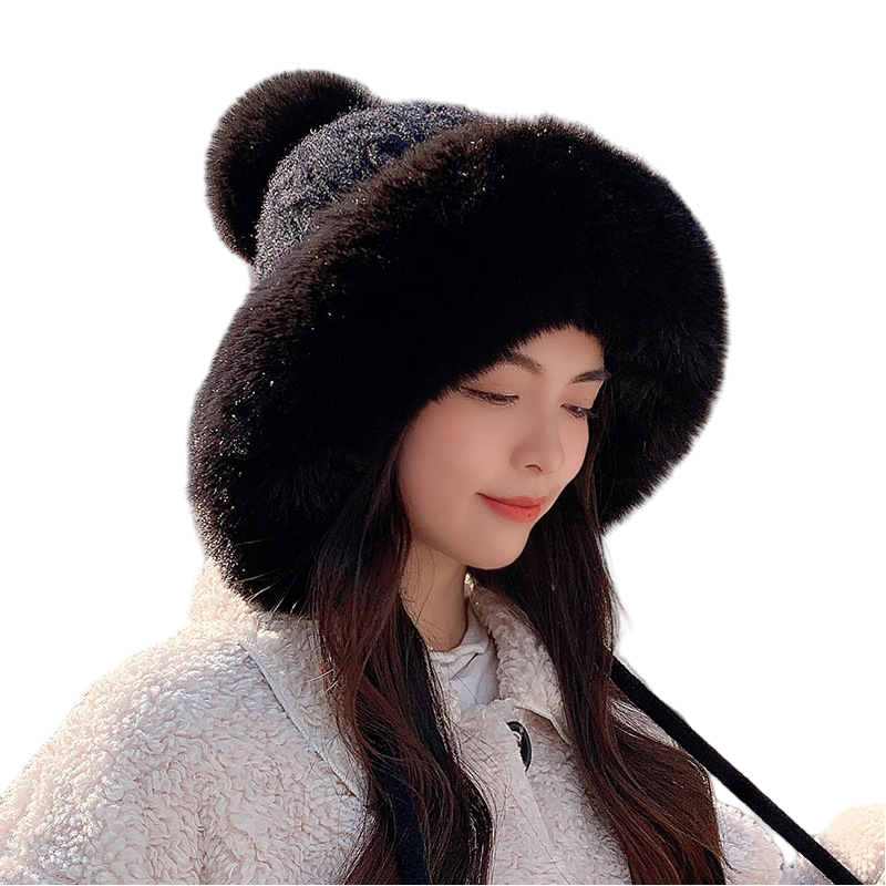 New Korean style bow hat cute animal fashion warm plush hat autumn and winter thick women