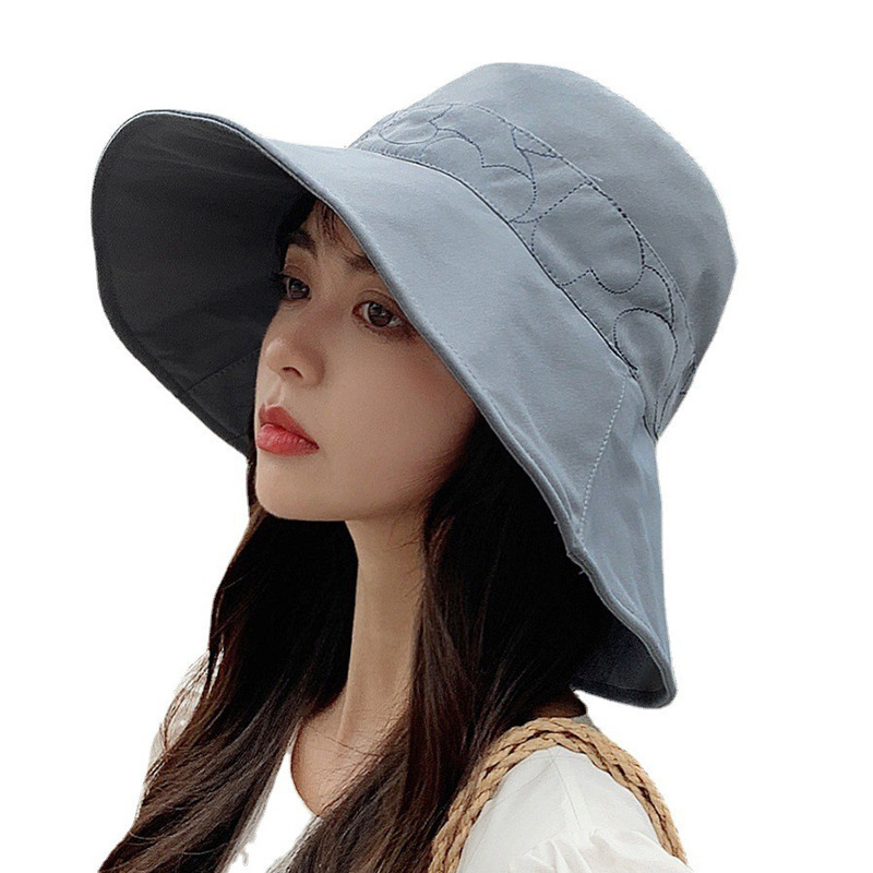 Simple and stylish women's bucket hat, Japanese and Korean style, wide-brimmed sun hat, casual and fashionable, sun hat that covers the face, protects against sun and ultraviolet rays.
