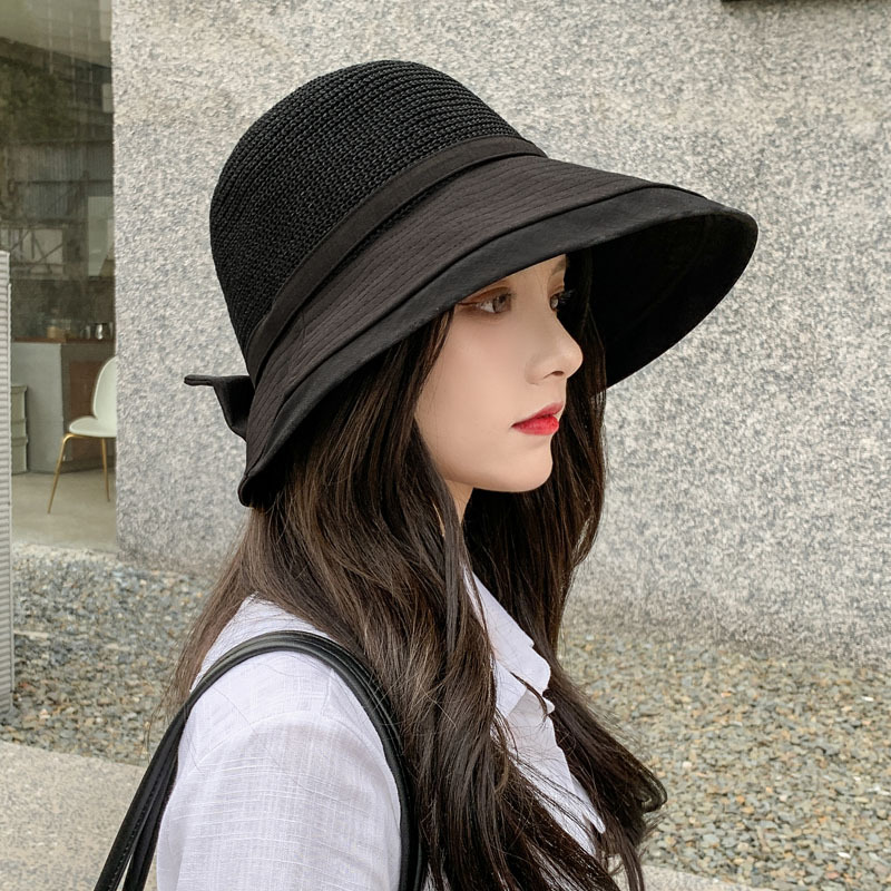 Women's summer sun hat, UV protection, versatile bucket hat, Korean style sun hat, straw hat, sunshade hat, Japanese trendy hat.