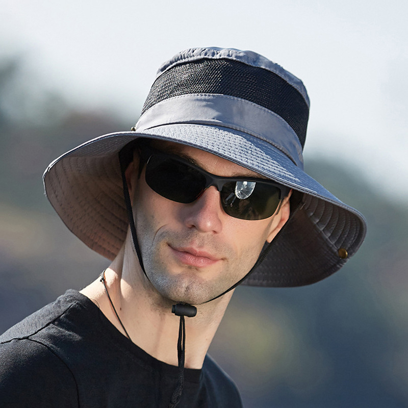 Men's oversized brim sun hat, spring/summer fishing hat, breathable fisherman hat, outdoor sunshade hiking hat, in stock.