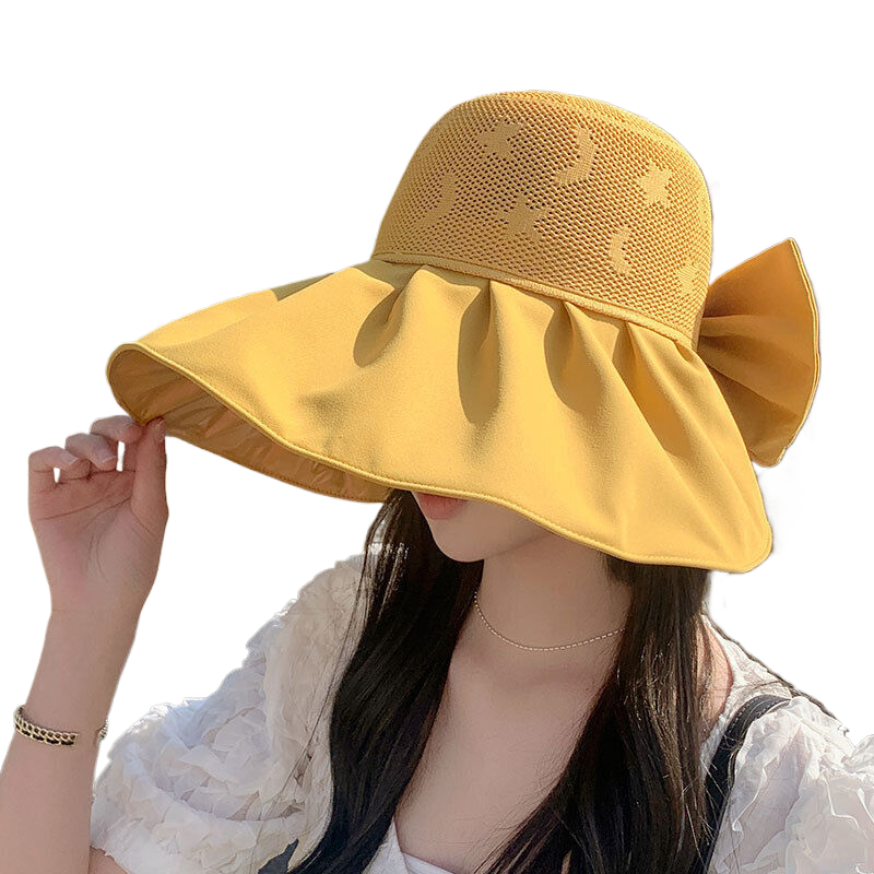 New Japanese style women's hat with colored rubber, sun protection, wide brim, breathable, foldable, UV protection, trendy.
