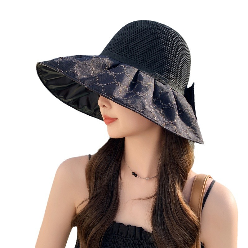 Women's Sun Hat 2024 New Style Colorful Rubber Sun Protection Hat Korean Style Versatile Breathable Wide Brim Foldable Fashion Hat