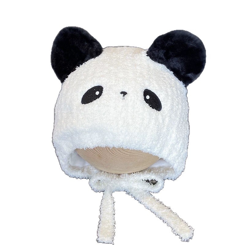 Cute animal plush thick warm hat for autumn and winter, windproof hat for babies, knitted hat with ear protection.