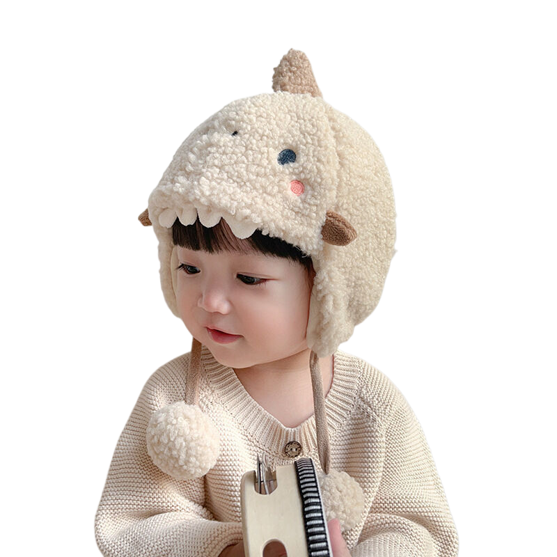 Cute and adorable plush hats for babies and children in autumn and winter, with ear flaps, warm and windproof.