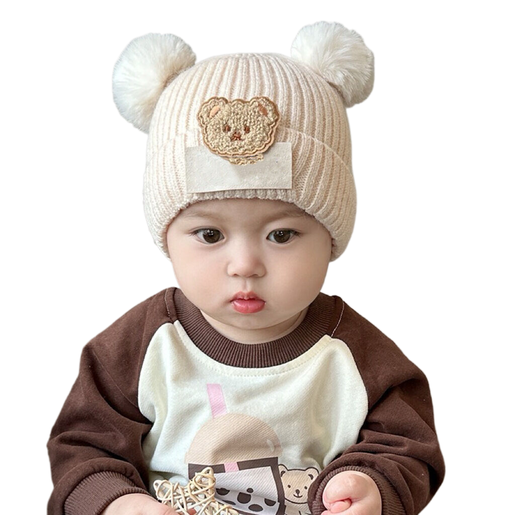 Baby winter hat with ear flaps, windproof hat for boys and girls, warm hat for going out, thick plush hat for newborns
