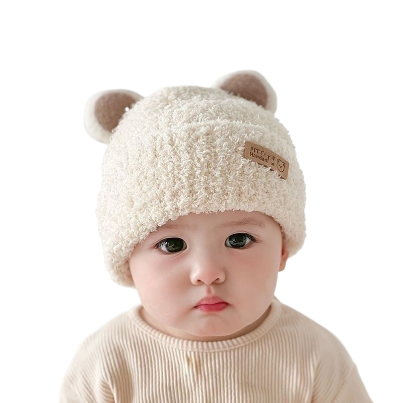Cute Bear Baby Beanie Pompom Baby Boys Hat Infant Toddler Winter Knitted Beanies for Girls
