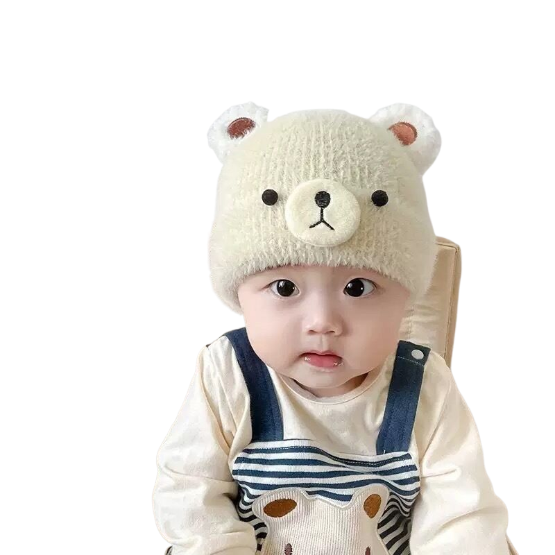 New autumn/winter baby earmuff hat, warm and comfortable, soft and fluffy double-ball headband hat, trendy.