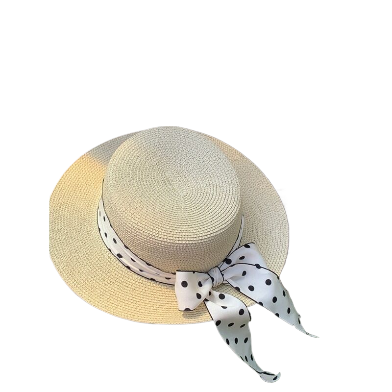 Straw Hat with Bow Ribbon, Sun Protection, Beach Hat, Women's Sun Hat for Outings
