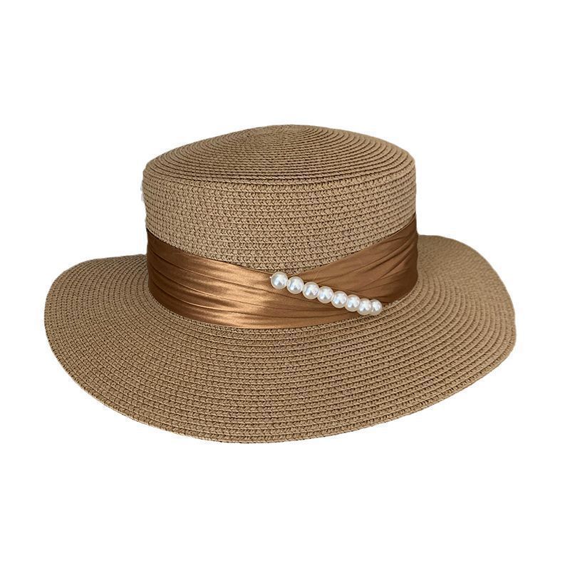 French Hepburn style Chanel-inspired summer straw hat for women, beach vacation hat, sun protection hat, resort style.