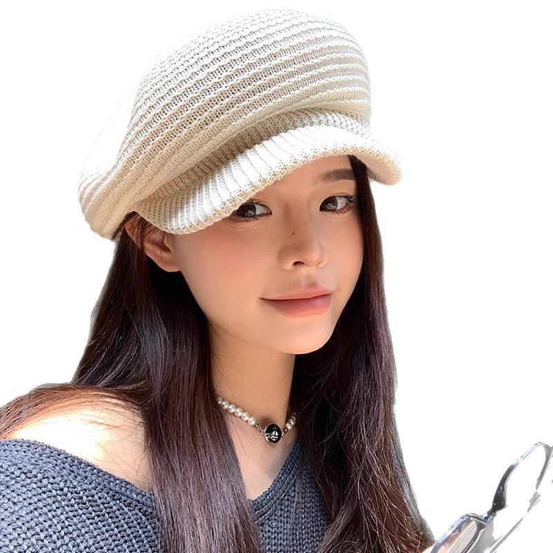 2025 Spring New Arrival Hollowed-out Cloud Beret Hat for Women, Suitable for Large Head Sizes, Makes Face Look Smaller, Painter's Hat, Japanese Style, Versatile and Trendy Hat