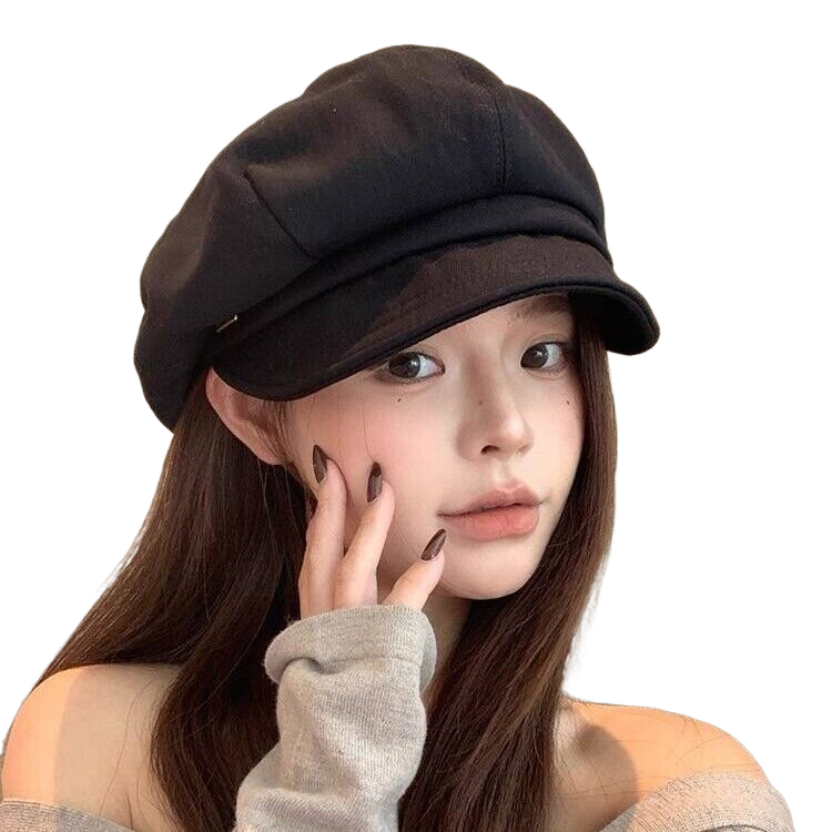 Women's beret hat, autumn and winter style, popular on Instagram, versatile sun hat, sun protection, Korean and Japanese style, octagonal hat, suitable for small head sizes.
