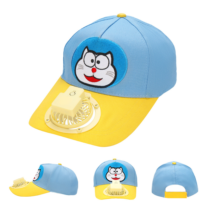 Cartoon children's hat with solar-powered fan, sun protection hat, men's and women's sun hat, baseball cap, solar-powered smart hat