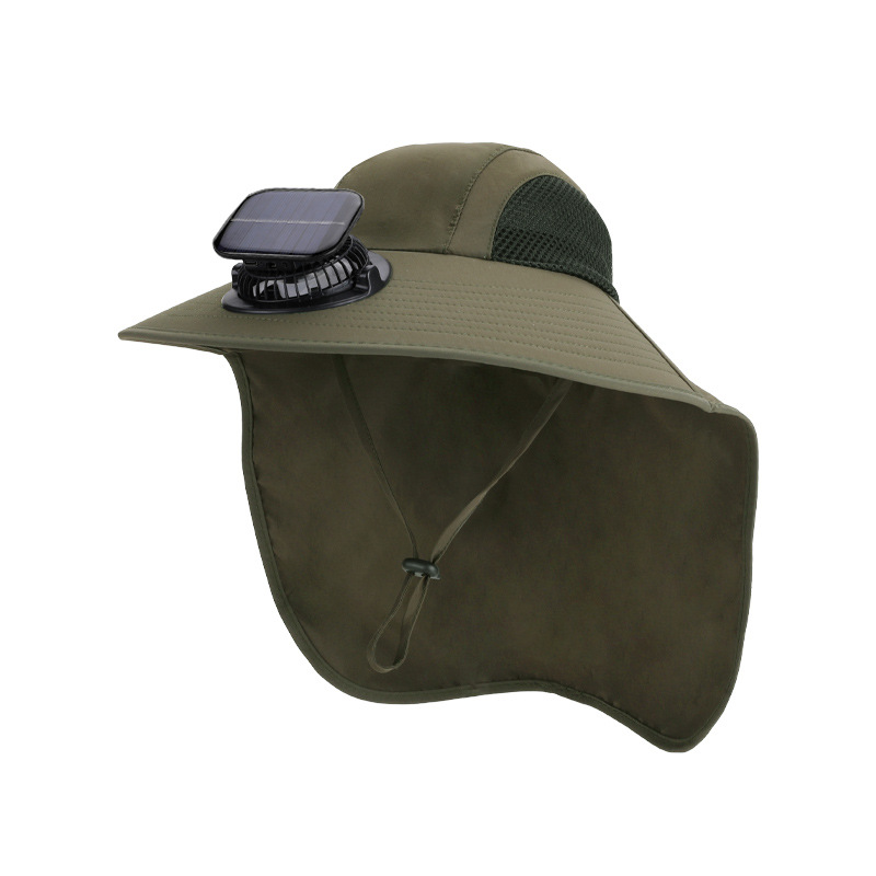 Summer shawl, neck protection, sun protection hat for men, outdoor hiking, breathable sun hat, wide-brimmed sun hat with solar-powered fan, fisherman hat.