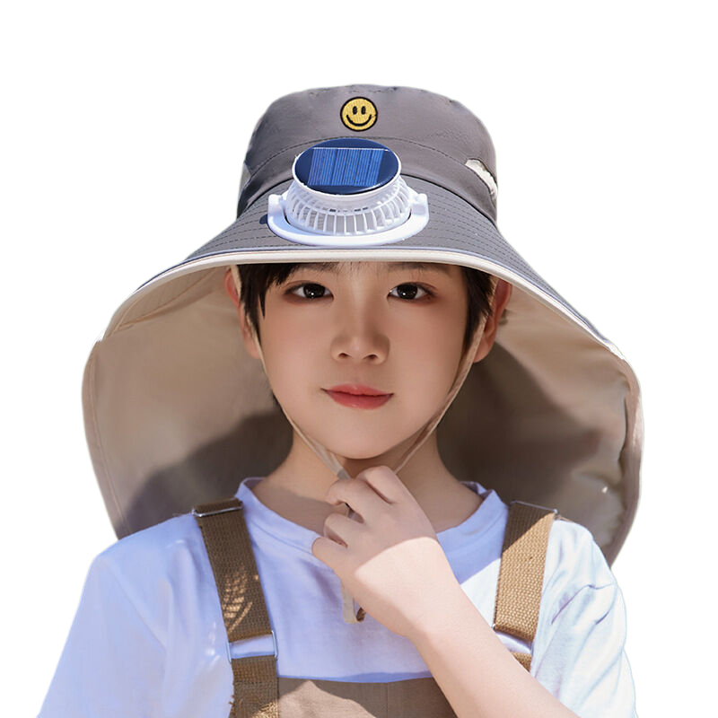 Solar-powered children's fan hat, suitable for boys and girls, summer outdoor sun protection hat, sunshade hat with wide brim.