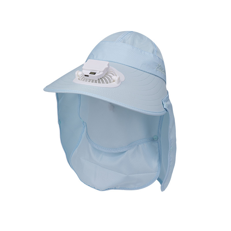 Summer solar-powered charging fan hat for adults, wide-brimmed outdoor fishing hat with integrated neck and face protection, sun protection hat.