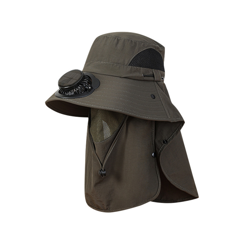 Men's fishing hat for spring and summer, wide-brimmed sun protection hat, all-around outdoor hiking and casual hat with face and neck coverage and mosquito protection.